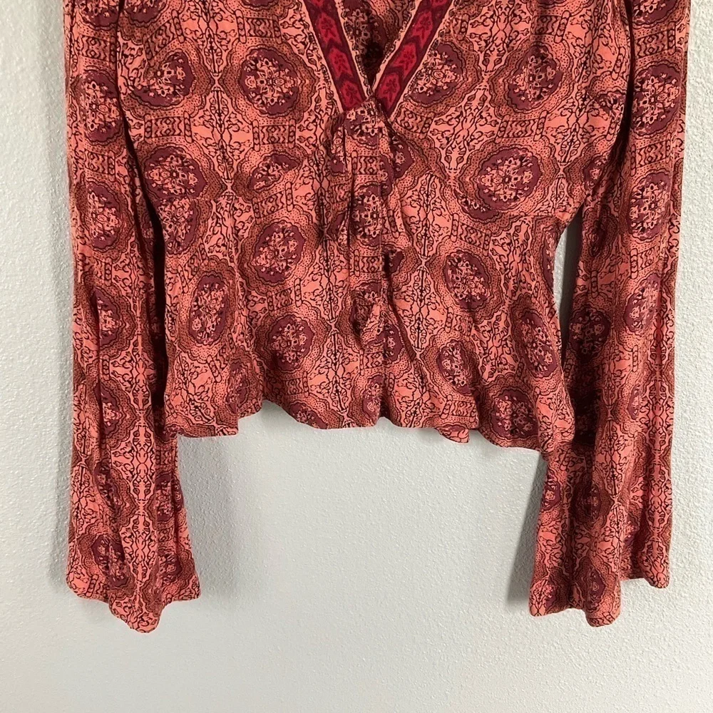 Free people Time of Your Life Top coral combo color size Small T81